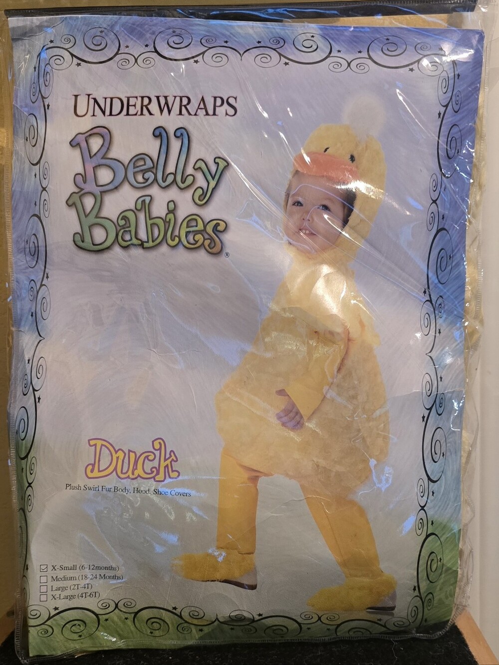 XS 6-12 months Duck Costume Underwraps Belly Babies Plush Swirl Fur Hood New